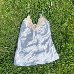 Silver lace satin babydoll style top